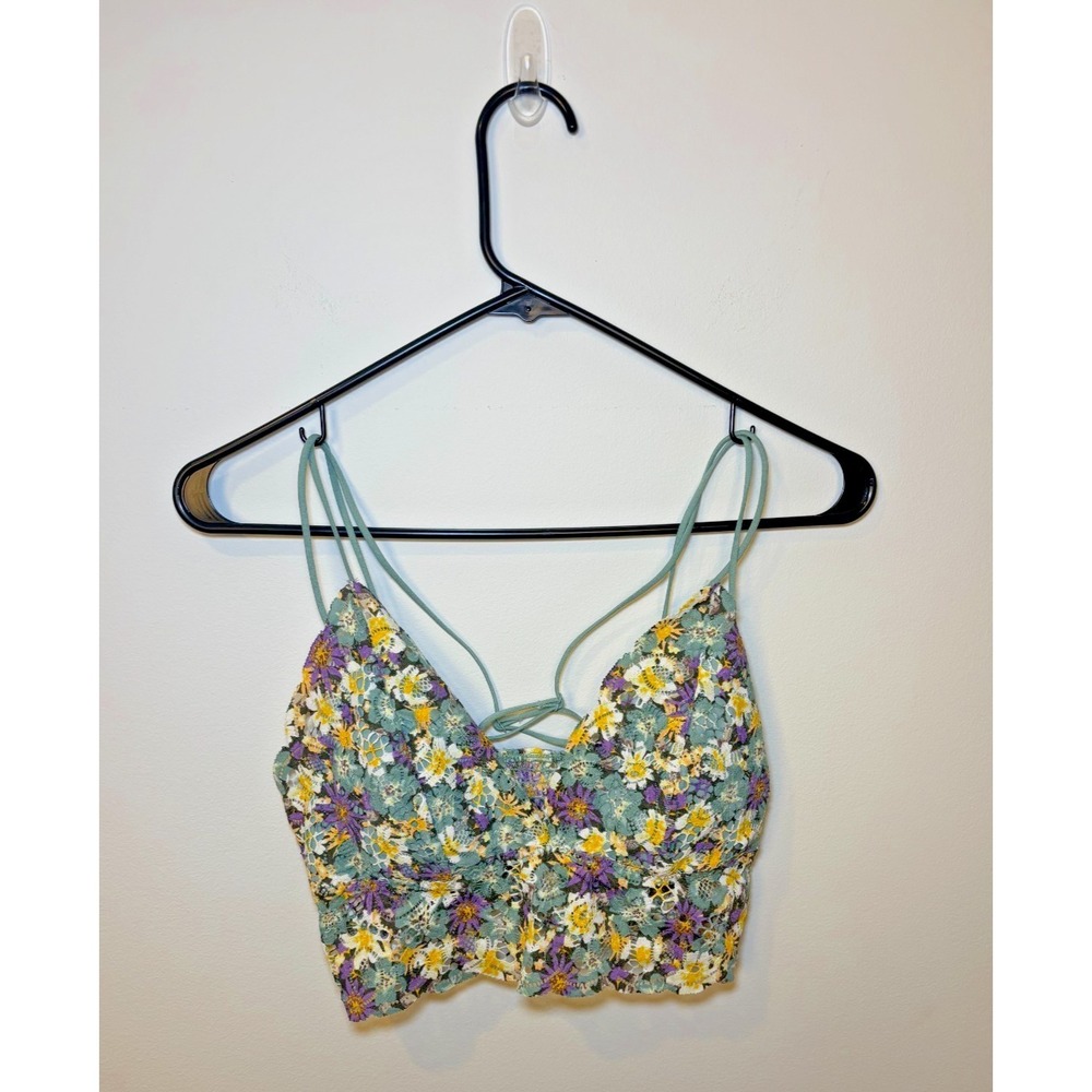 Victoria's Secret Pink Floral Bralette Strappy Back Women's‎ Size Medium. Padded
